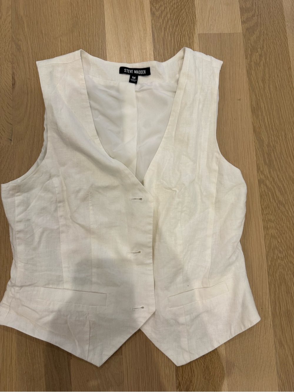 Steve Madden Cream Linen Blend Vest
